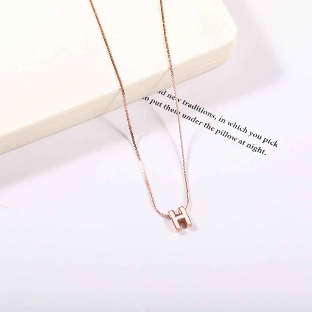 Französischer Chic 3D H Anhänger Choker Halskette für Damen - Edelstahl Schlüsselbeinkette, Nischendesign, Herbstkollektion