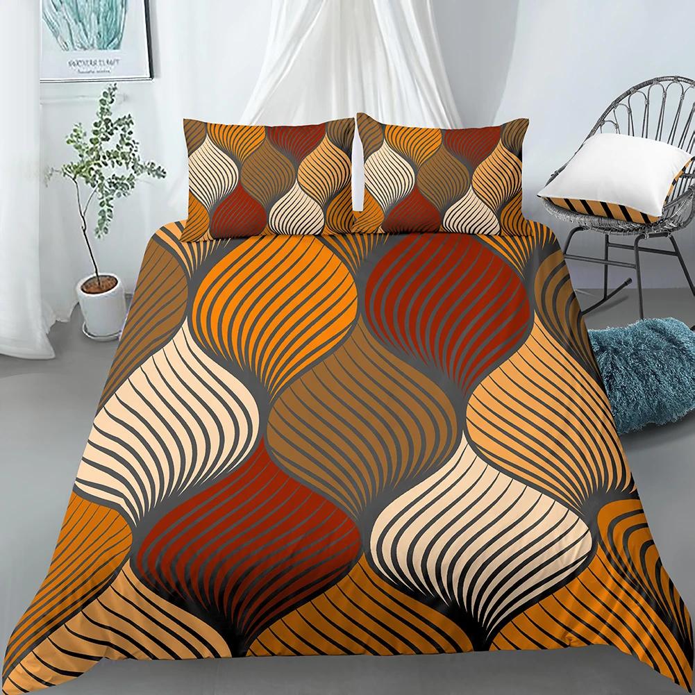 Geometric Duvet Cover Set King Size White Gold Shade Bohemian Bedding Set Soft Quilt Cover with Pillowcase Twin Comforter Cover