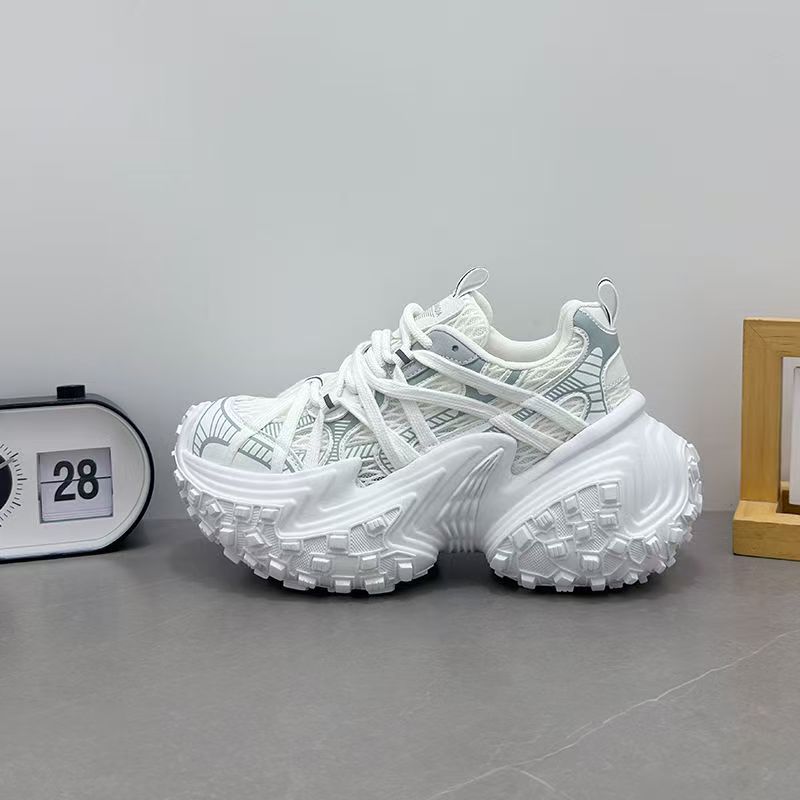 Fashion 7 cm Women Platform Sneakers Cross-straps Design Casual Shoes Vintage Lace Up Sneakers Tennis Outdoor Sports Shoes Female