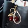 Cute Black/Red Color Cherry Keychain Sparkling Resin Hanging Keychain Bag Charm