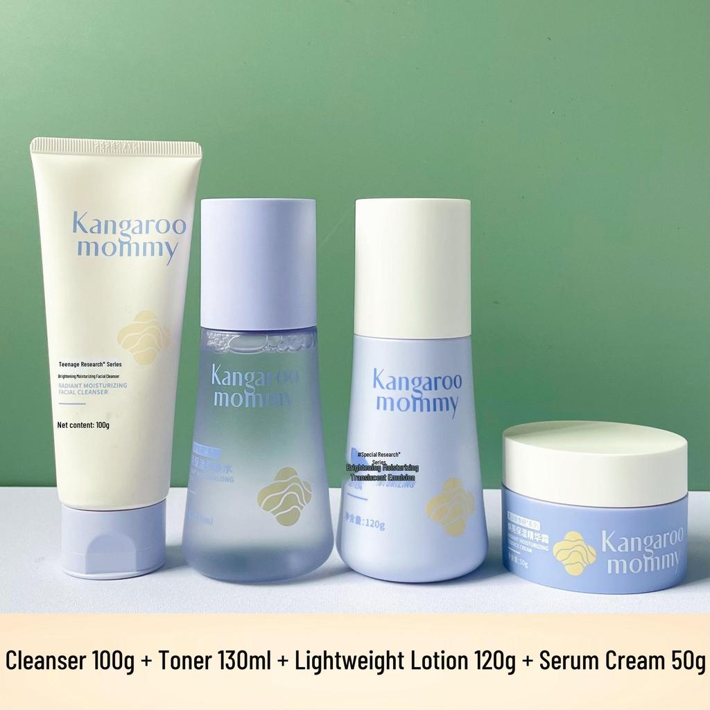 Youth Glow Skincare Kit: Softening Toner, Clear Emulsion, Essence Cream, Cleansing Milk.