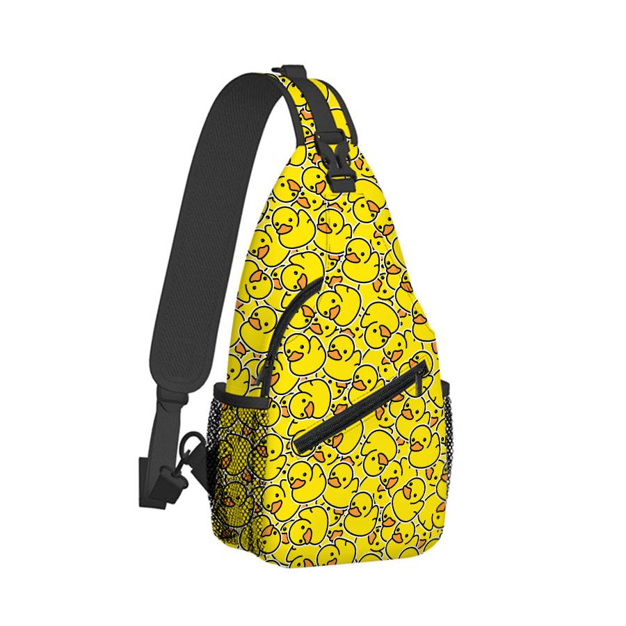 Yellow Duck Pattern Big Chest Bag Men's and Women's Kids Best Gift 2D Flat Cartoon Large Capacity Outdoor Sports Leisure Fashion