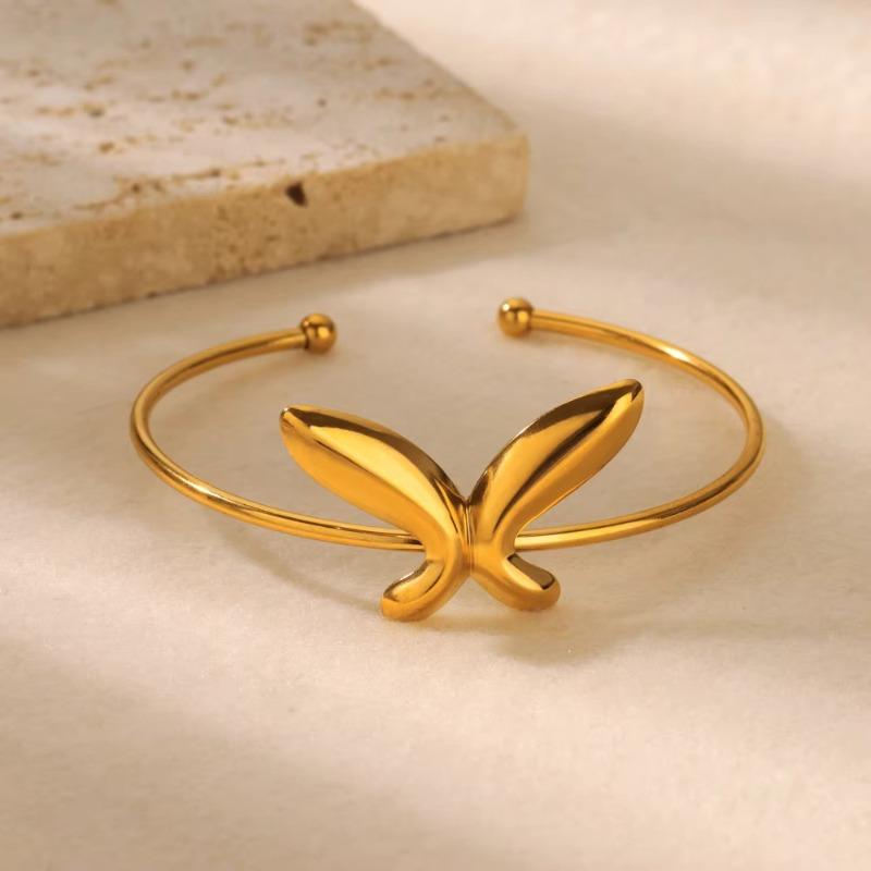 Fashion Accessories Stainless Steel Gold Plated Butterfly Opening Bracelet Women's Fashion Versatile Bracelet Accessories