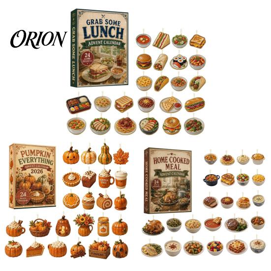 Decorative Pendant for Holiday Grab Some Lunch Advent Calendar, 24 Days 2D Acrylic Food Retro Style Ornament Set Ornaments Christmas Countdown