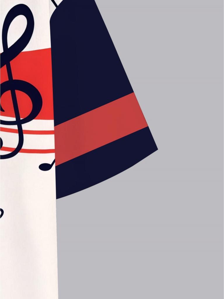 Printed Design – Not Textured Men's Summer Vintage Acoustic Guitar Hawaiian Shirt, Suitable for Music Festivals and Daily Wear