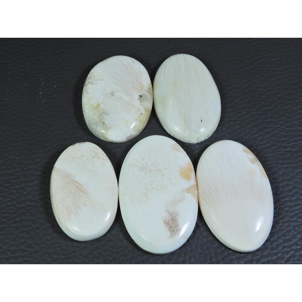 05Pcs Natural Scolecite Oval Cabochon Loose Gemstone Lot 215Cts. A-763