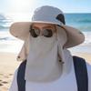 Men Fisherman Hat Wide Brim Breathable Mesh Design Quick-Drying Bucket Hat with Neck Shawl Face Guard Outdoor Fishing Hat