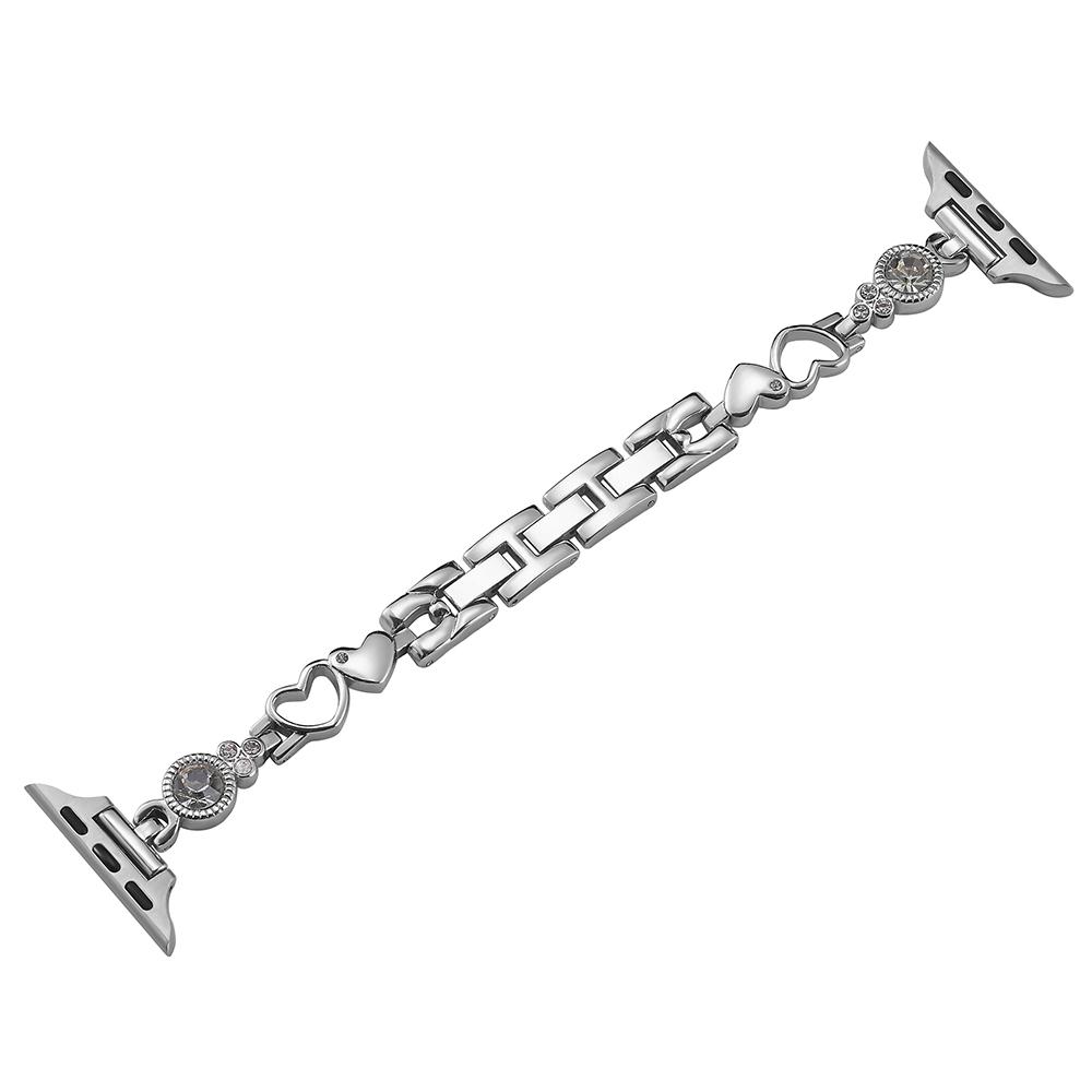 

For Apple Watch Series 10 46mm/Ultra 2 Ultra 49mm/Series 9 8 7 45mm/6 5 4 SE (2023) SE (2022) SE 44mm/3 2 1 42mm Rhinestone Decor Watch Band Silver