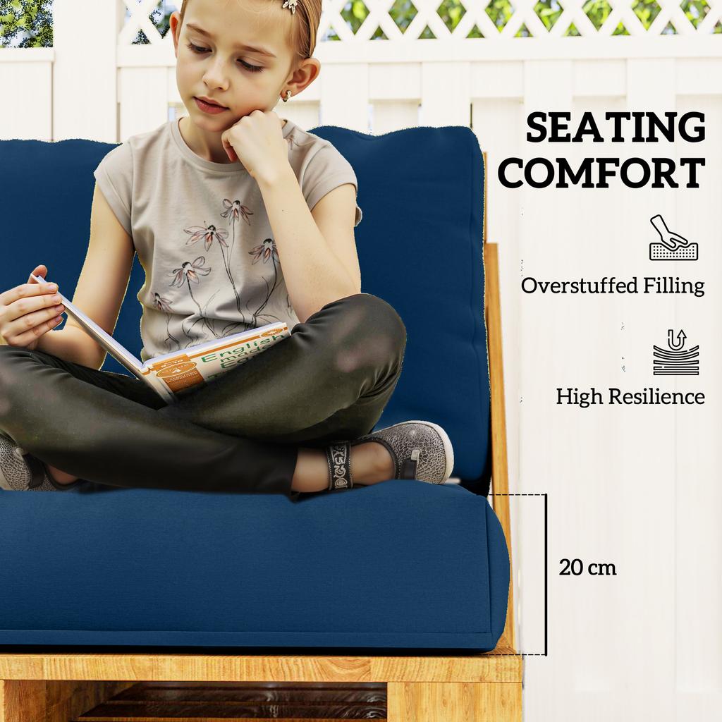 Two Piece Seat Pallet And Back Cushions Navy Blue