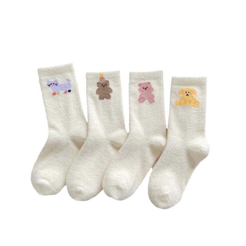 Australian Fleece Socks Boneless Medium Tube Socks Fleece Thickened Warm Confinement Socks Fluffy Home Sleep Floor Socks