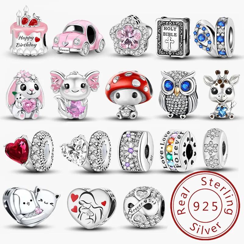 Silve Elephant Flowers Mushroom Family Charms Bead Diy Bracelet Bangle Making Gift Of High Quality Fine Jewelry