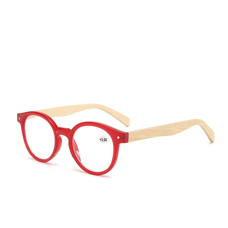 

Anti Blue Light Fashion Round Optical Reading Glasses Women Men Reader Bamboo Leg Farsightedness Eyeglasses Prescription Glasses 0 красный
