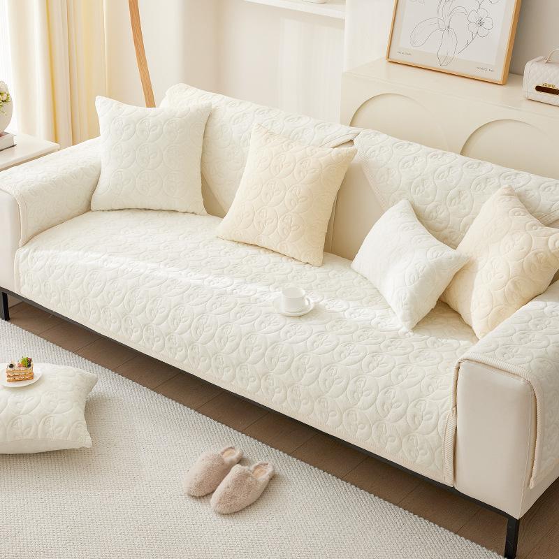Winter Milk Fiber Sofa Cushion Thickened Fleece High-Grade Leather Sofa Cover Cover Cloth Warm Fleece Cushion
