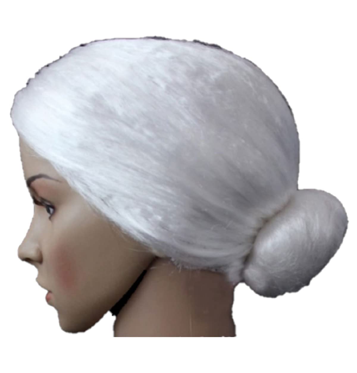 

Old lady white pure bun long for parties wig, hair, white, style, hair, 2-way, stage, events, Halloween, белый