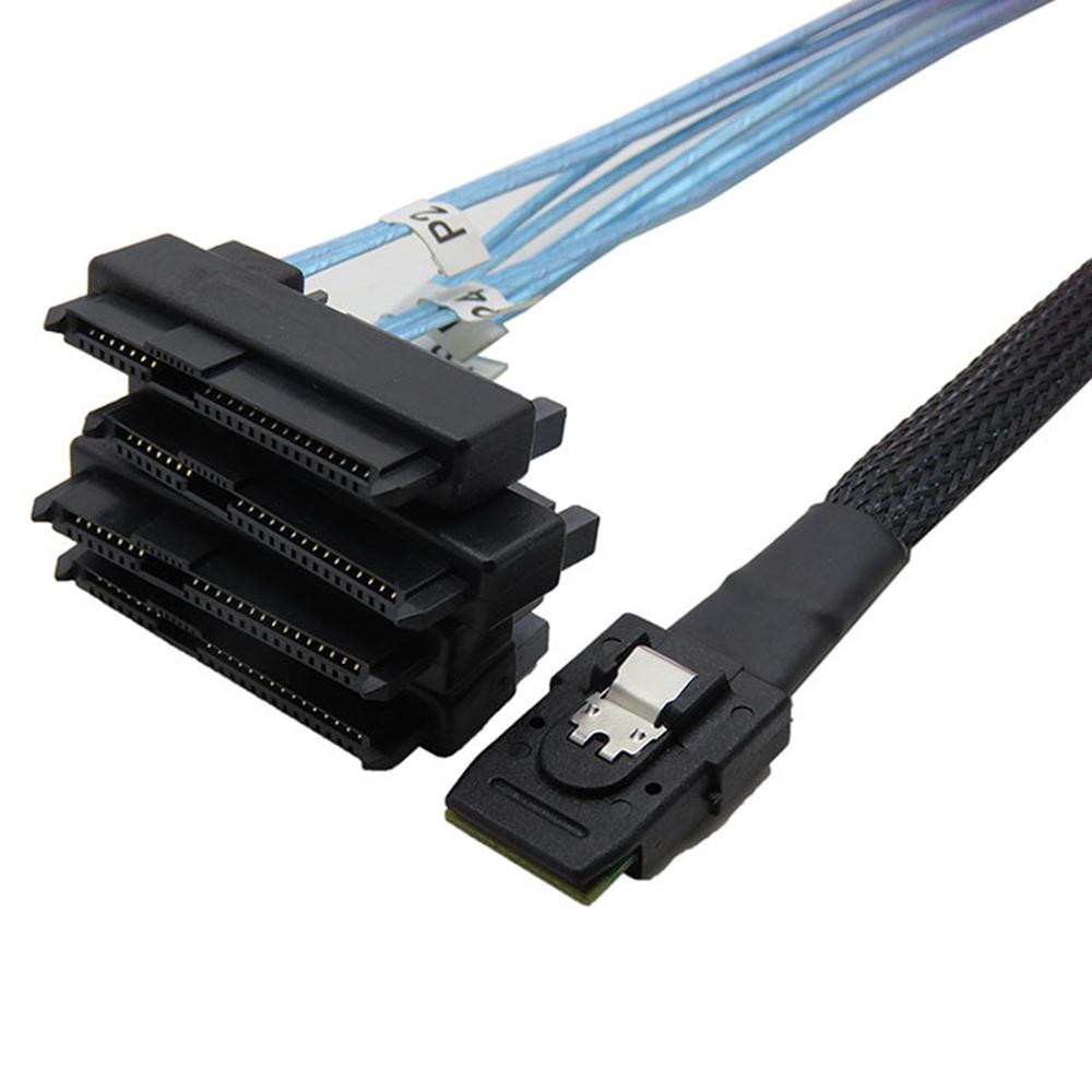 Mini SAS 36P SFF-8087 til 29+15Pin 4 SFF-8482-kontakter SATA Strømkabel Ledning 1m