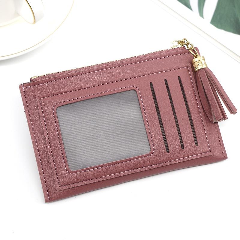 IELGY Повседневный простой однотонный кошелек для монет с кисточкой на молнии для женщин — фото 4