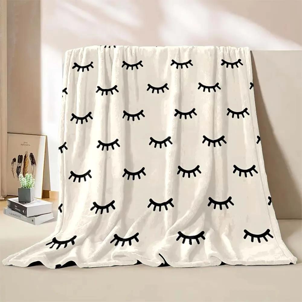 6 Sizes Cartoon Eyelashes Art Printed Believer Blanket Warm Soft and Comfortable Home Travel Blanket Office Sofa Blanket Gift