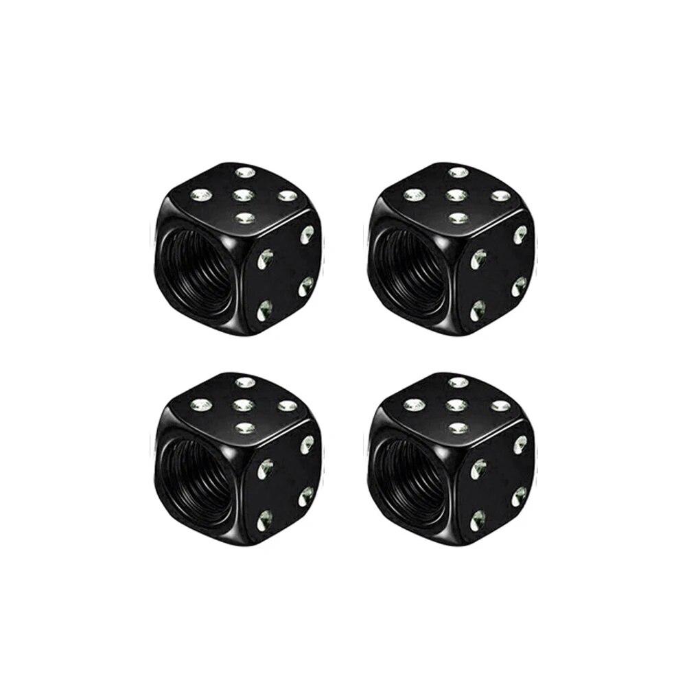 4X Dice Style Tire Valve Stem Caps Car Nipple Caps Stems Covers Tyre Air Valve Dustproof Wheel Cap For Cars Motorcycles Bicycle