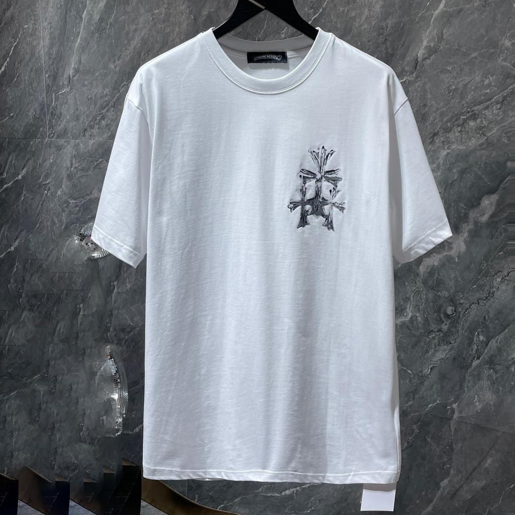 8560 CHROME HEARTS 2026 Summer New High Quality Cotton Round Neck Loose Large Size Men's and Women's T-shirt Couple T-shirt