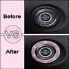 2 Pack Car Engine Start Stop Decoration Ring Pink, Crystal Decorative Ring Sticker Car Interior Accessories for Women, Automotive Pushbutton Switches