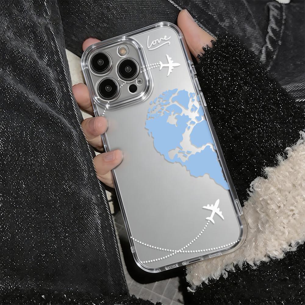 Aircraft Route Earth Premium Clear Protective Phone Case For Iphone 11 Pro Max 17E 16E 17 Air 15 Plus 14 13 12 16 Funda Shell