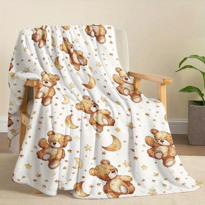 1pc Bear Themed Blanket, Gift Idea for Baby Anniversaries, Perfect for Christmas & Thanksgiving Gifts, Warm Bedroom Accessory