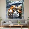 Guinea Pigs Under Umbrella Rain Wall Tapestry Cute Pet Animals Raincoats Art Decor for Kids Bedroom Living Room Nursery Gift