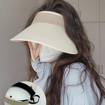 Summer Sunscreen Hat for In South Korea with Large Eaves and A Small Hollow Top Hat for Outdoor Outings, Cycling, and Sunshade Hat for UV Protection