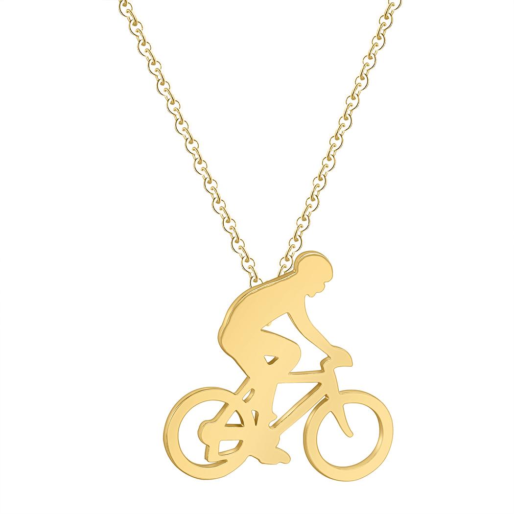 

Kinitial Fashion Charm Bicycle Bike Rider Pendant Necklace for Mens Women Stainless Steel Chian Necklaces Jewelry collares 50cm