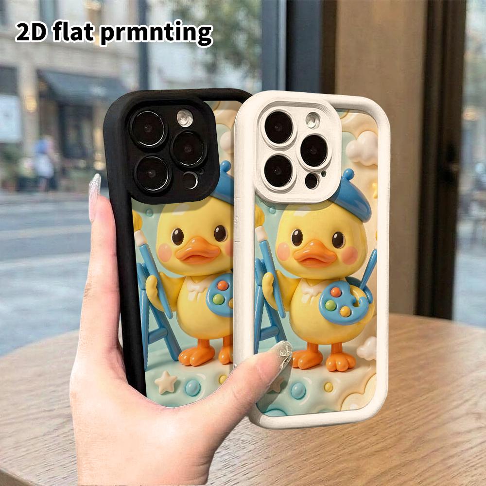 Phone case: 2D flat design, suitable for iPhone 18 17 16 15 14 13 Pro protective case, featuring little yellow duck by the artist, perfect Christmas a