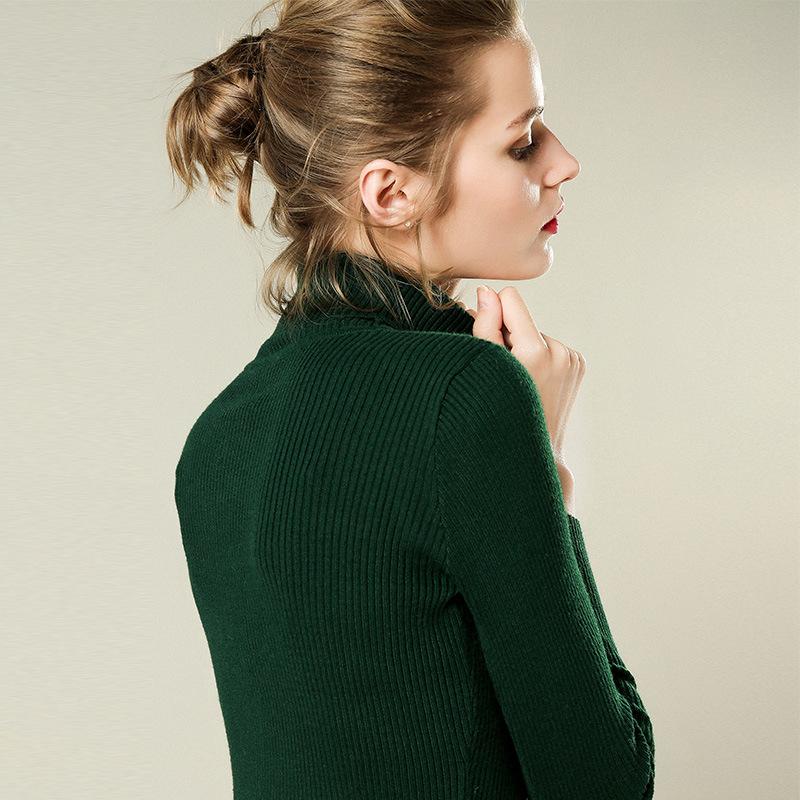 Autumn Winter High Neck Sweater for Women Slim Fit Base Pullover Top Solid Long Sleeve Pit Striped Knit Sweaters