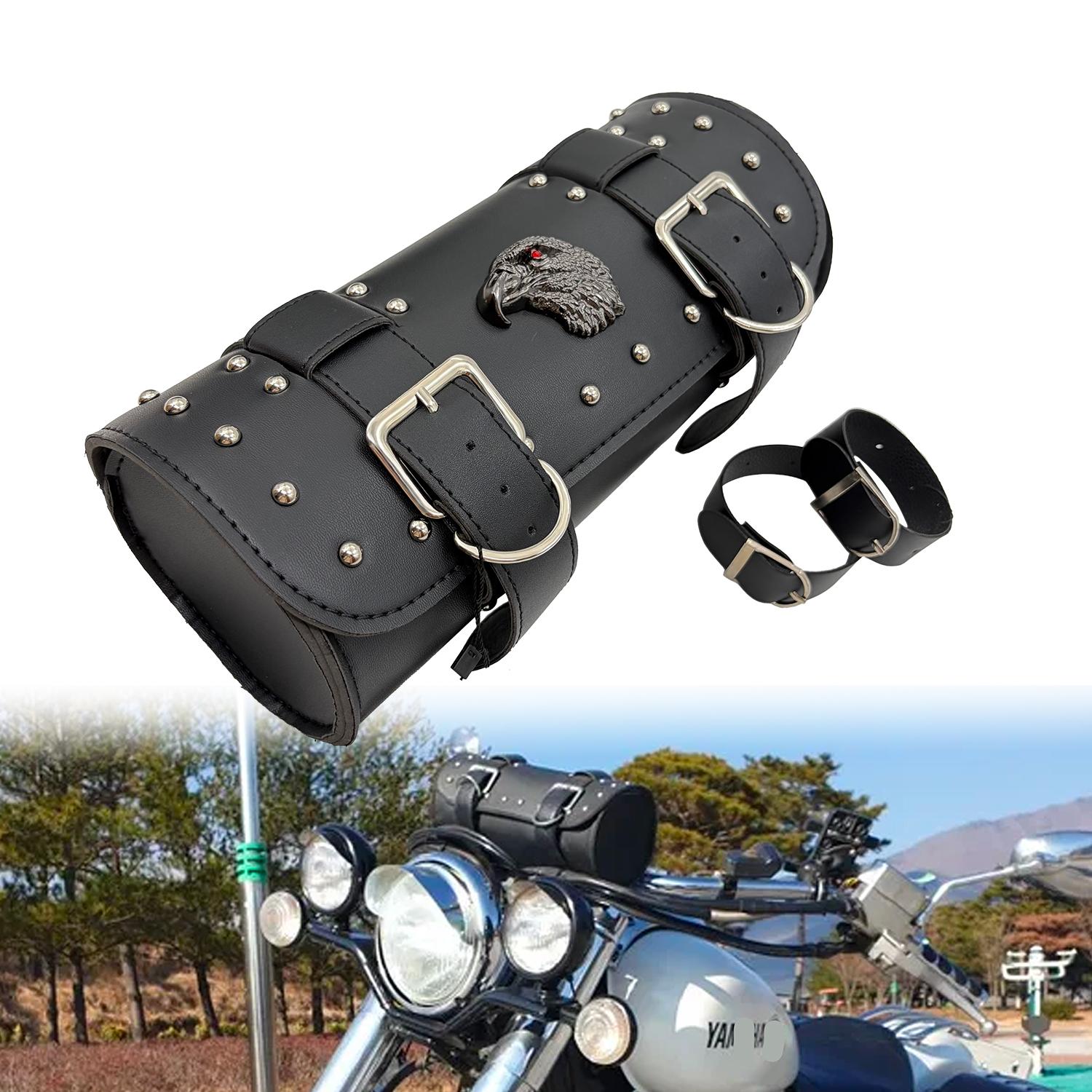 Vintage Black Brown PU Leather motorbike Side Tool Tail Bag Luggage for Harley Universal Motorcycle Saddle Bag