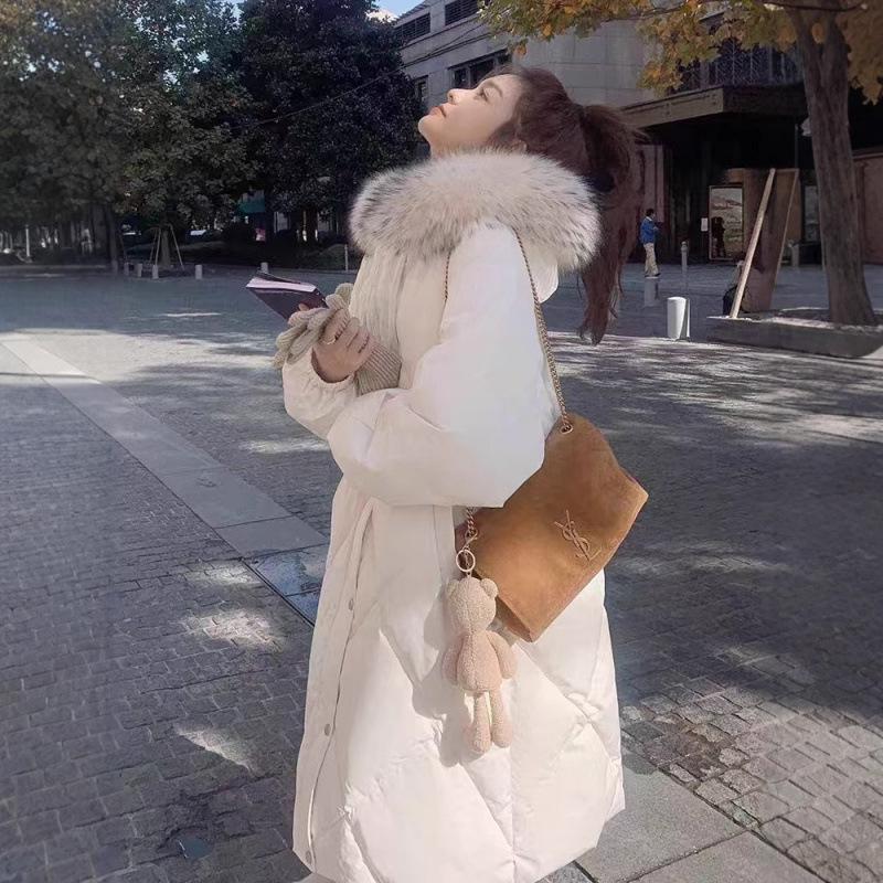 2025 Elegant Mid-Length White Duck Down Slimming Winter Coat Multiple Sizes