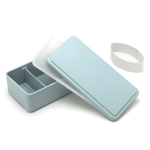 GEL-COOL Square Lunch Box, Linea Blue, Insulated Lid, Large Size (17.8 x 8.7 x 6 cm), 500ml Capacity, Single Layer, Suitable for Women, Men, and