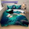 3pcs Jellyfish Bedding Set - Includes One Quilt Cover and Two Pillowcases (No Core) - Anime Cartoon Design, Polyester Fabric, Suitable for B