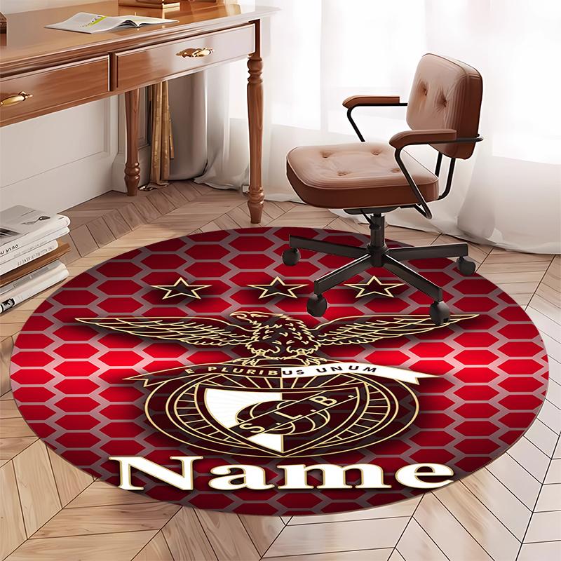 Custom Name Benfica Printed Round Rug Carpet Chair Rug Area Rug Entryway Doormats,for Office Chair Living Room Bedroom Kitchen Room.