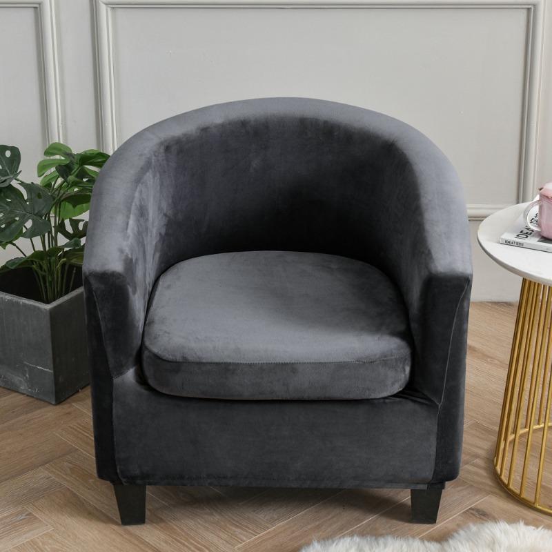 Velvet Club Chair Cover 2pcs/Set Tub Sofa Cover Small Round Sofa Slipcovers for Living Room Couch Cover With Seat Cushion Covers