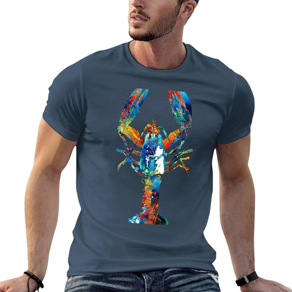 Colorful Lobster Art by Sharon Cummings TShirt t shirt men 100 cotton luxury brand cotton t shirt man TShirt