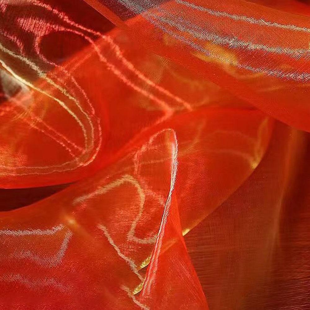 100X150cm Colorful Two-color Gradient Organza Mesh Fabric Shiny Tulle for Wedding Dress Headwear DIY Sew Patchwork Home Curtains