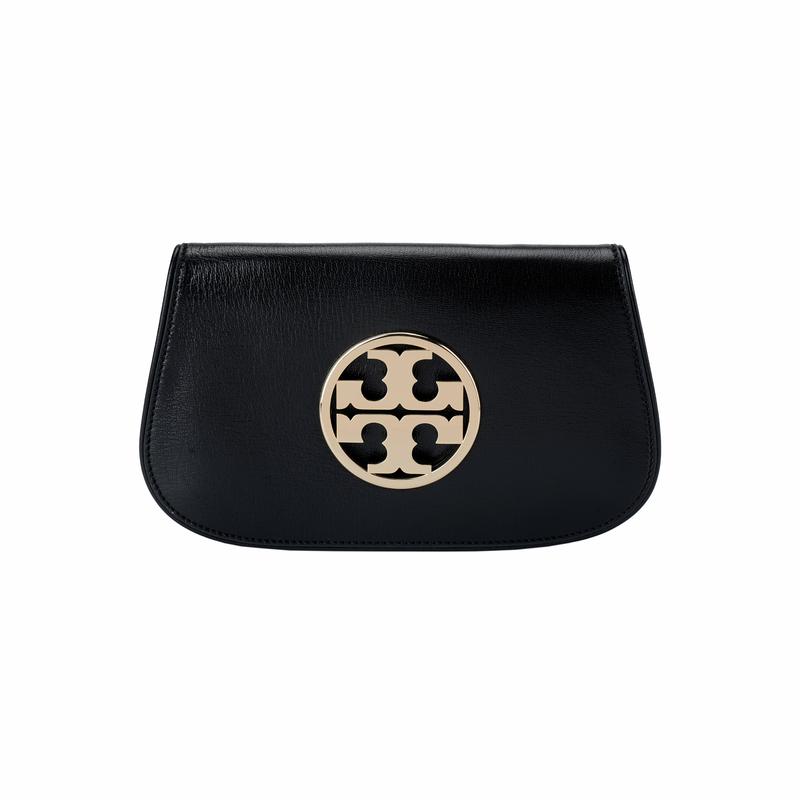 Tory Burch Tangli Baiqi Reva Double TLogo Logo Flip Detachable Metal Shoulder Strap Leather One-shoulder Cross-body Clutch Women's Black 152250-001