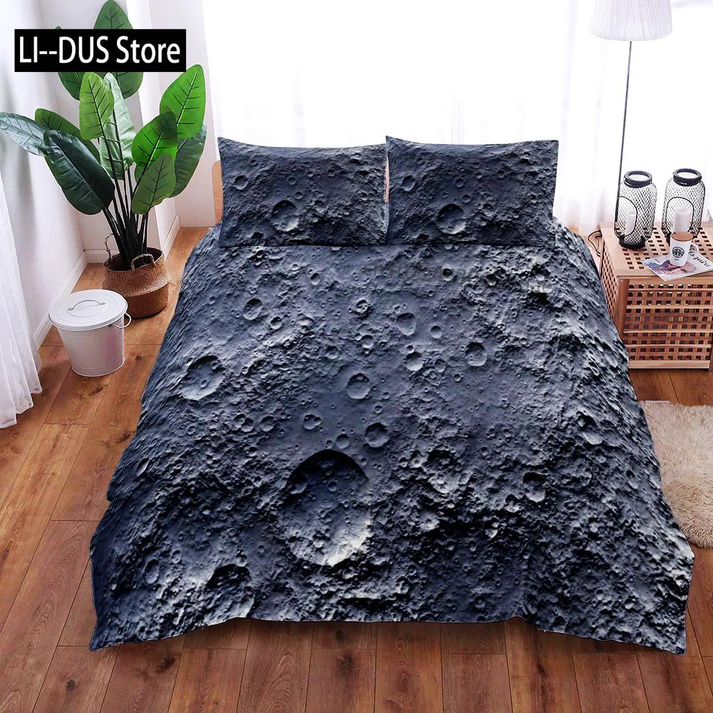 Moon Surface Duvet Cover Set King Queen Double Full Twin Single Size Bed Linen Set