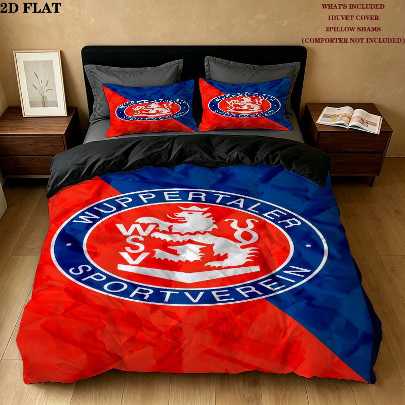 Wuppertaler Sv Bettwäsche Steppdecke Set Bettbezug Kissenbezug Heimdekoration Geburtstagsgeschenk (1 Bettbezug + 2 Kissenbezüge, ohne Füllung)