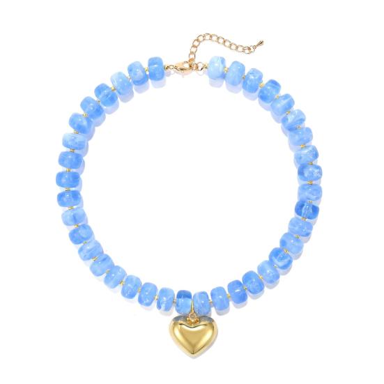 Klobiger Bunter Perlen-Choker Harzperlen-Halskette Boho Urlaubs-Halskette für Damen Tägliches Tragen Sommer Strandurlaub Schmuck
