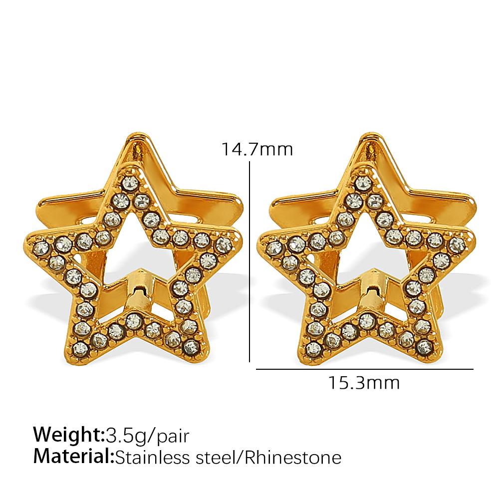 Star Love Diamond Earrings Titanium Steel Multi-Color Rhinestone Ear Buckle Versatile Women s Jewelry
