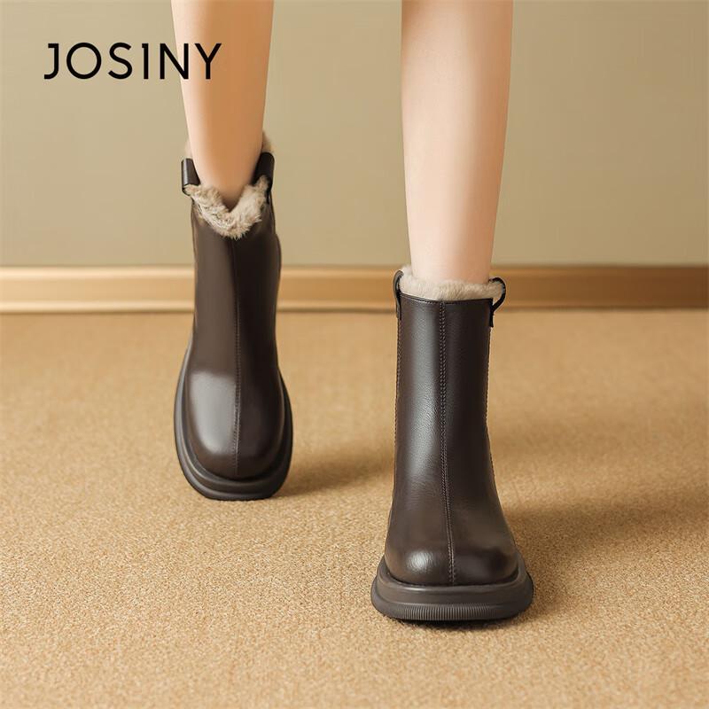 JOSINY Women s Plush Lined Fashion Ankle Boots 39
