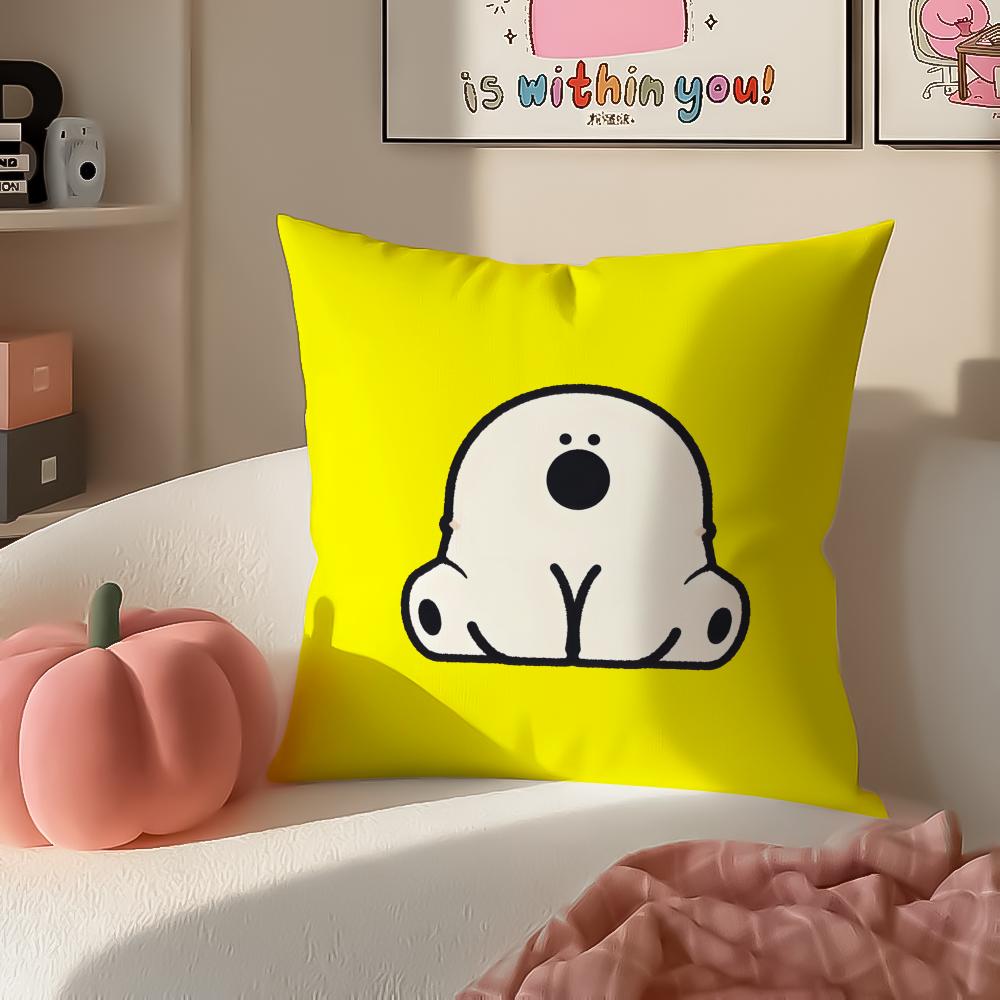 Cute IP Kawaii Versatile Art Portrait Cushion Cover Pillowcase Short Plush Invisible zipper Room Sofa Cushion Cover