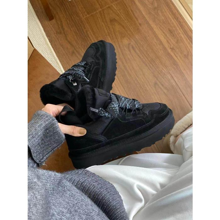 Sheepskin and Fur Integrated Snow Boots Women's Fashion Winter New Space-up One-pedal Non-slip Warm Sports Casual Cotton Shoes