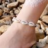 Handgefertigtes verstellbares Strandmuschel-Fußkettchen: Vielseitiger geflochtener Knöchelschmuck und ausziehbarer Handring für Feiertage