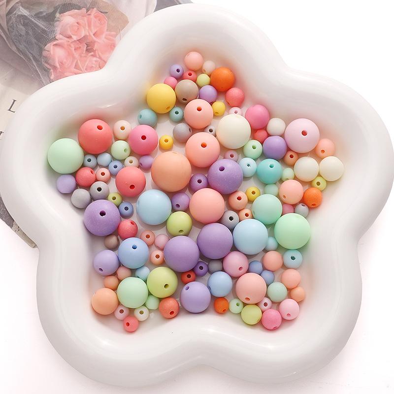 Handmade Beads 6-16mm Acrylic Mixed Colors Mixed Batch Frosted Round Beads Handmade Diy Hand Stringing Beads Jewelry Accessories Material Package