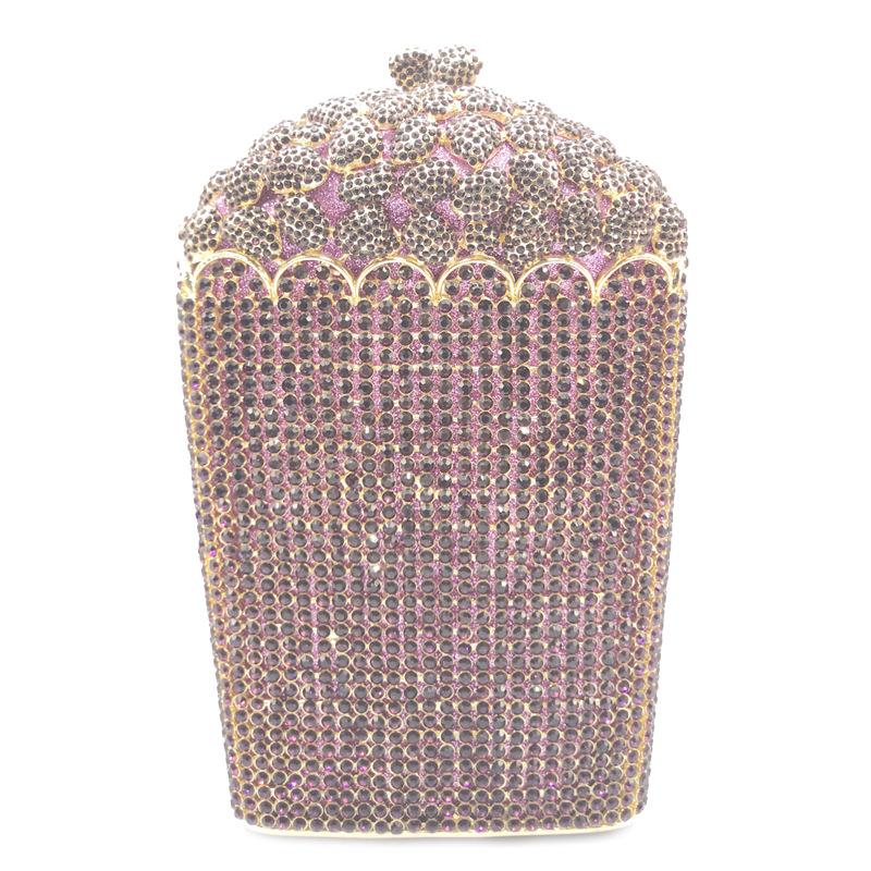 Popcorn White Clear/Red Evening Clutch Bag Wedding Purse Handmade Dazzling Women Shoulder Chain Handbags Party Cocktail Clutches